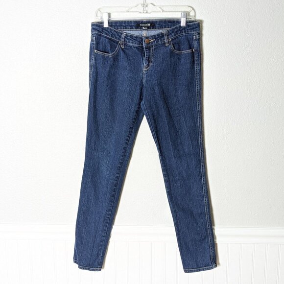 Forever 21 Dark Denim Skinny Mid-Rise Jeans Sz 28 - Picture 1 of 5